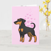 Carte Doberman Pinscher Love (oreilles de disquette) (Fleur jaune)