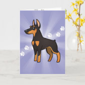 Carte Doberman Pinscher (oreilles pointues) (Fleur jaune)