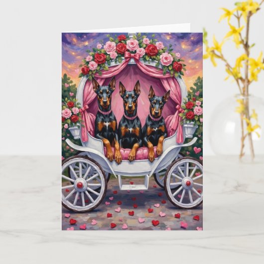 Carte Doberman Saint-Valentin  (Fleur jaune)