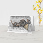 Carte Dobermann drôle sur le sofa (Fleur jaune)