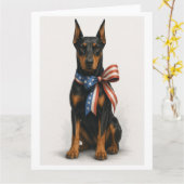 Carte Dobermann patriotique (Fleur jaune)