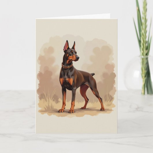 Carte Dobermann Pinscher Chien Marron Rouille Rouge (Devant)