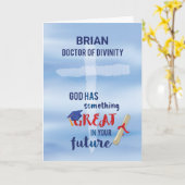 Carte Docteur de la Divinité Croix bleu aquarelle (Fleur jaune)