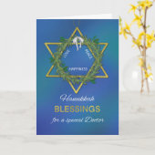Carte Docteur Hanoukka Blessings Star de David Gold Look (Fleur jaune)