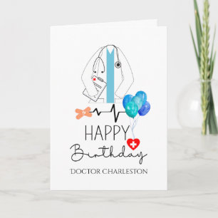 Carte Docteur Joyeux Anniversaire Blanc Manteau Personna