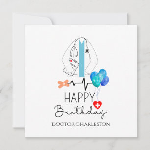 Carte Docteur Joyeux Anniversaire Blanc Manteau Personna
