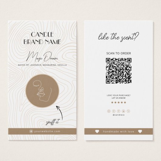 Carte d'odeur de bougie, Échantillons de bougie In (Devant & derrière)