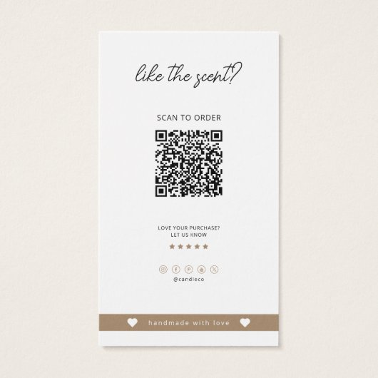 Carte d'odeur de bougie, Échantillons de bougie In (Dos)