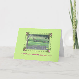 Carte Doe & Fawns à Maman de Twins Anniversaire