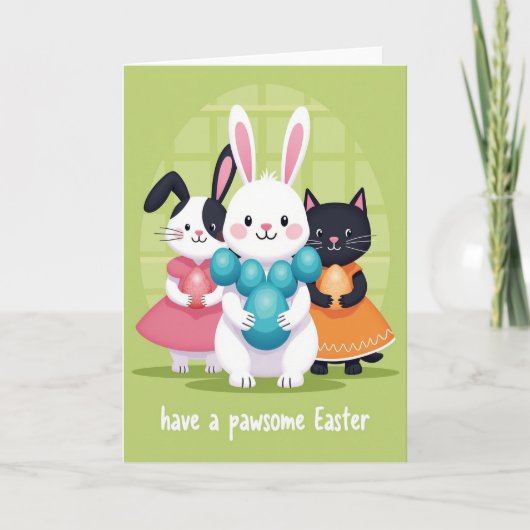 Carte d'œuf d'amis d'animaux de fête (Devant)