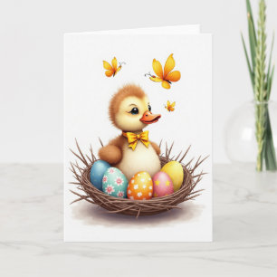 Carte d'œuf de nid de bébé oiseau mignon