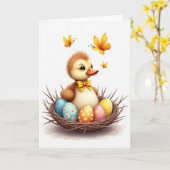 Carte d'œuf de nid de bébé oiseau mignon (Fleur jaune)