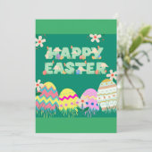 Carte d'oeuf vert de Pâques (Debout devant)