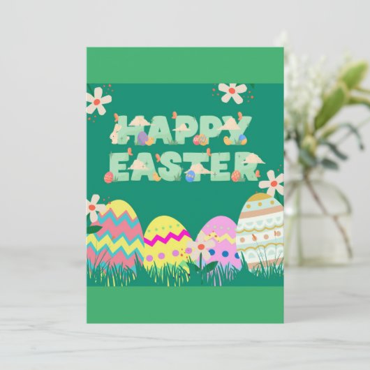 Carte d'oeuf vert de Pâques (Debout devant)