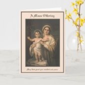 Carte d'offrande de messe de sympathie catholique  (Fleur jaune)