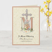Carte d'offrande de messe de sympathie catholique (Fleur jaune)