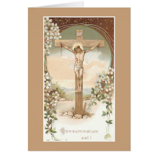 Carte d'offre de masse catholique avec Crucifix (Devant)