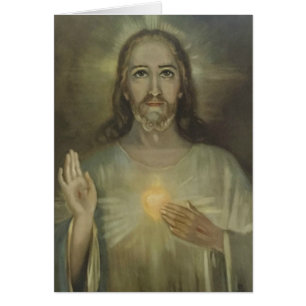 Carte d'offre de messe catholique du Sacré-Coeur