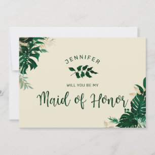 Carte d'offre moderne Tropical Be My Maid of Honor
