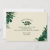 Carte d'offre moderne Tropical Be My Maid of Honor (Dos)