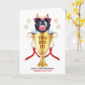 Carte Dog Agility Félicitations Funny Trophy avec le nom (Fleur jaune)