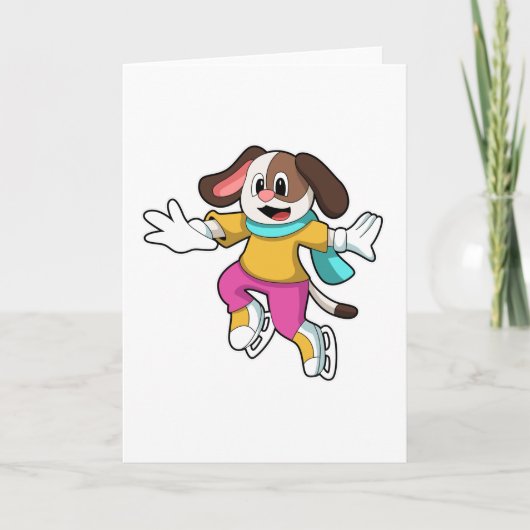 Carte Dog at Ice skating with Ice skates (Devant)