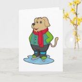 Carte Dog at Ice skating with Ice skates (Fleur jaune)