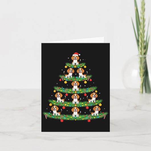 Carte Dog Christmas Tree, Beagle Puppy Holiday Design Fo (Devant)