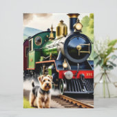 Carte Dog Greeting steam train (Debout devant)
