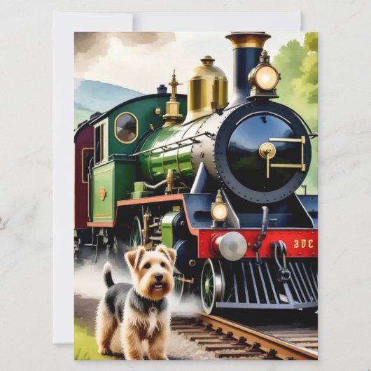 Carte Dog Greeting steam train (Devant)