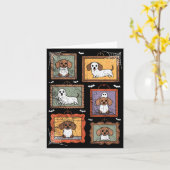 Carte Dog In Ghost Costume Funny Halloween Puppy Lover  (Fleur jaune)