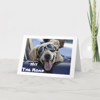 CARTE DOG IN GOGGGLES DIT : "JOUISSEZ DE VOTRE RETRAITE"