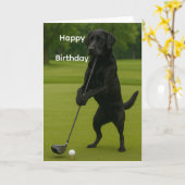 Carte Dog Lover funny birthday card Lab at the Tee (Fleur jaune)