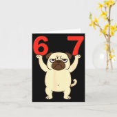 Carte Dog Pug Funny 67 Meme Six Seven  (Fleur jaune)