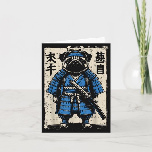 Carte Dog Pug Samurai Funny Japanese Warrior Art Men Wom (Devant)