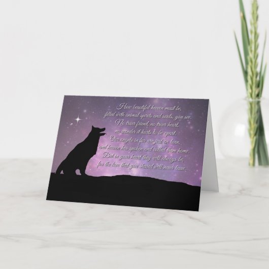 Carte Dog Sympathy Card With Spiritual Poem (Devant)
