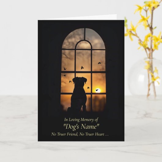 Carte Dog Sympathy Loss of Dog in Window with Sunset (Fleur jaune)