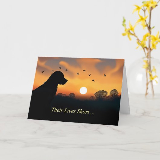 Carte Dog Sympathy Loss of Dog Silhouetted in Sunset  (Fleur jaune)
