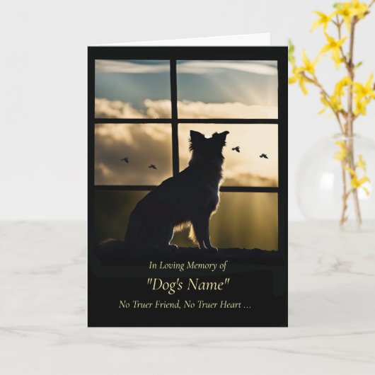 Carte Dog Sympathy with Dog Sunset Birds in Window  (Fleur jaune)
