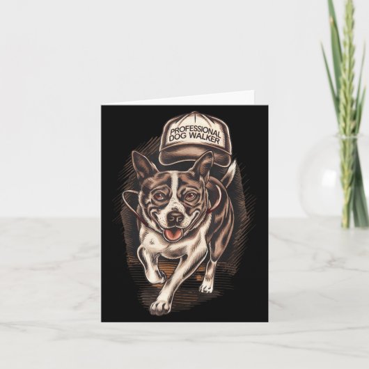 Carte Dog Waking Professional Dog Walker Hat Graphic  (Devant)