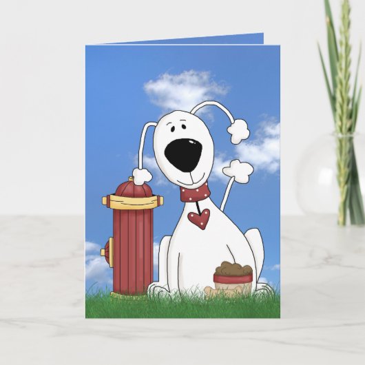 Carte dog witre fire hydrant birthday humour (Devant)