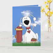 Carte dog witre fire hydrant birthday humour (Fleur jaune)