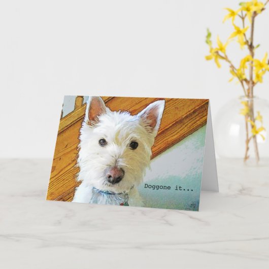 Carte Doggone it, Joyeux Anniversaire, Westie Regarde-To (Fleur jaune)