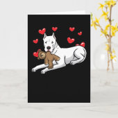 Carte Dogo Argentino Chien Avec Animal Stuffé Et Coeurs (Fleur jaune)