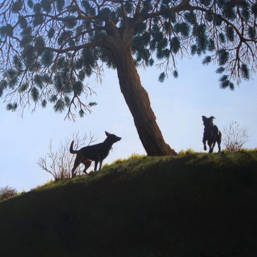 Carte dogs scenic park landscape painting art versed