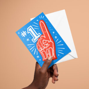 Carte Doigt en mousse bleue et rouge Numéro 1 Fête des p