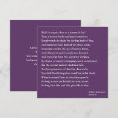 Carte Dois-je te comparer à un jour d'été ? sonnet 18 (Devant / Derrière)