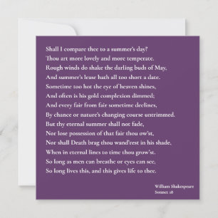 Carte Dois-je te comparer à un jour d'été ? sonnet 18