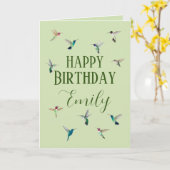 Carte d'oiseau d'anniversaire sur mesure (Fleur jaune)