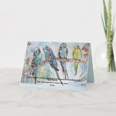 Carte d'oiseau de perroquet bleu Budgie Budgies (Dos)